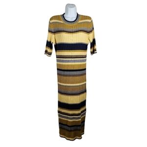 H&M STRIPED SHORT SLEEVE FORM FITTING DRESS
